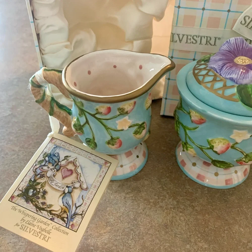 Elaine Voghelle For Silvestri The Whispering Garden Sugar And Cream Tea Set